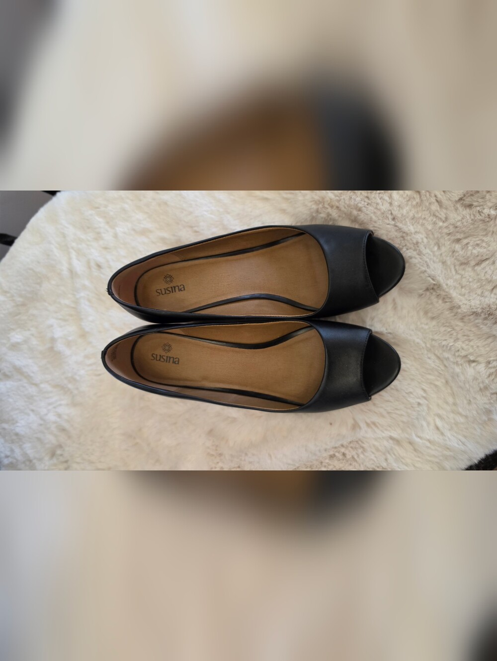 Susina Black Peep Toe Wedge